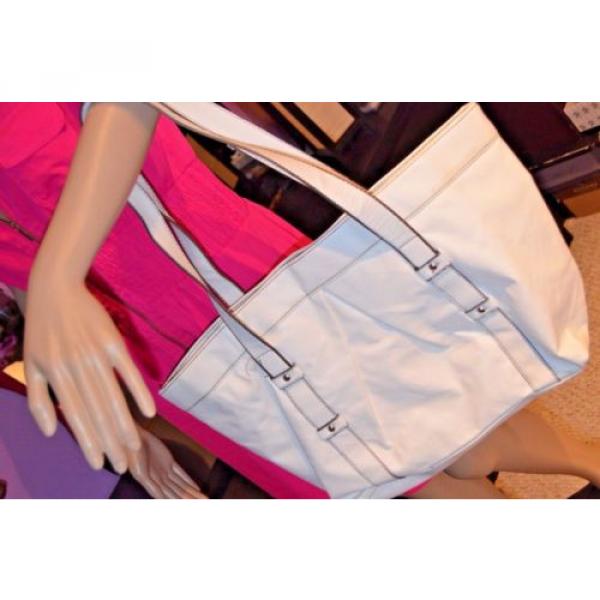 EUC Avon White Faux Leather PVC Large Beach Handbag Shoulder Bag Tote Shopper #2 image