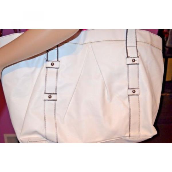 EUC Avon White Faux Leather PVC Large Beach Handbag Shoulder Bag Tote Shopper #3 image