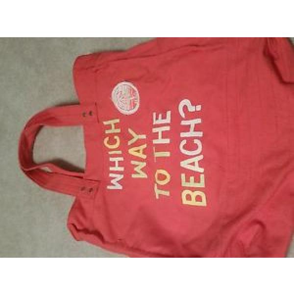 Aeropostale Coral Canva Bag &#034; Which way to the Beach?&#034; 13X12.5 #1 image