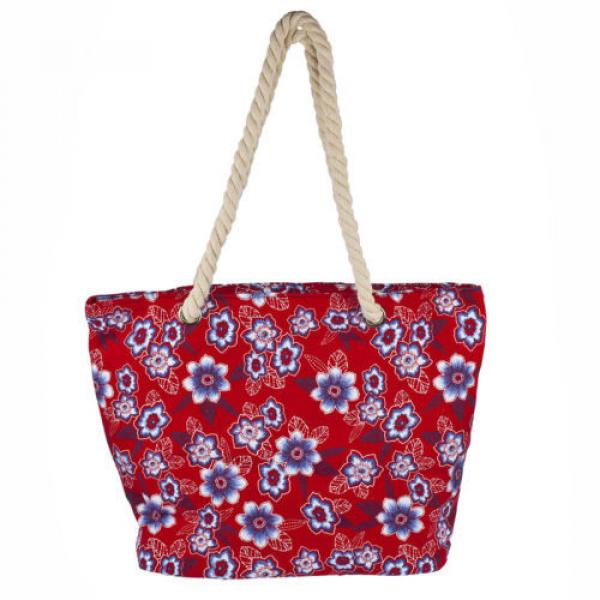 Lux Accessories Womens Extra Large Zip Up Beach Tote Bag Red Flowers #1 image