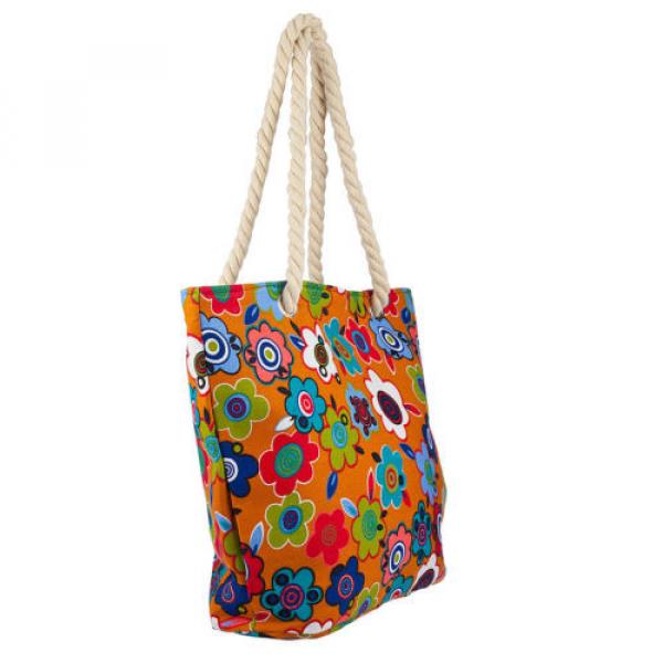 Lux Accessories Womens Extra Large Zip Up Beach Tote Bag Flower Pattern #2 image