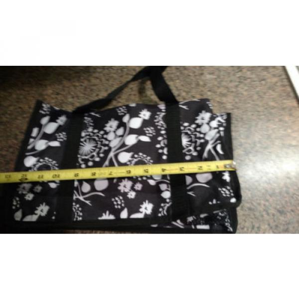 Thirty-One Black Floral Brushstrokes Caddy Tote Beach Laundry Bag Grocery Black #5 image