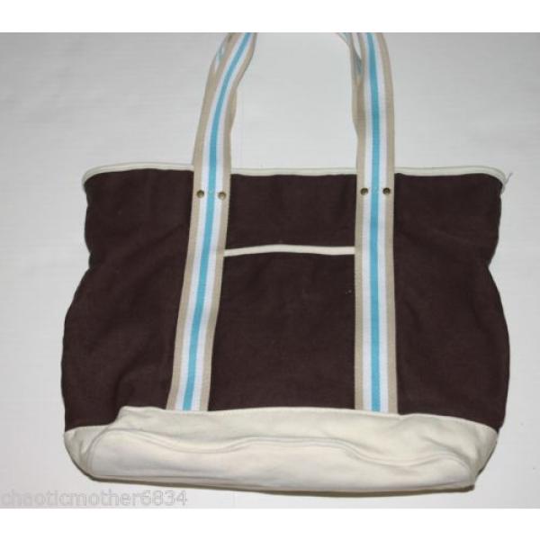 Brown Fabric CANVAS BEACH BAG Shoulder Pouch Satchel Shopping Multi Compartment #2 image