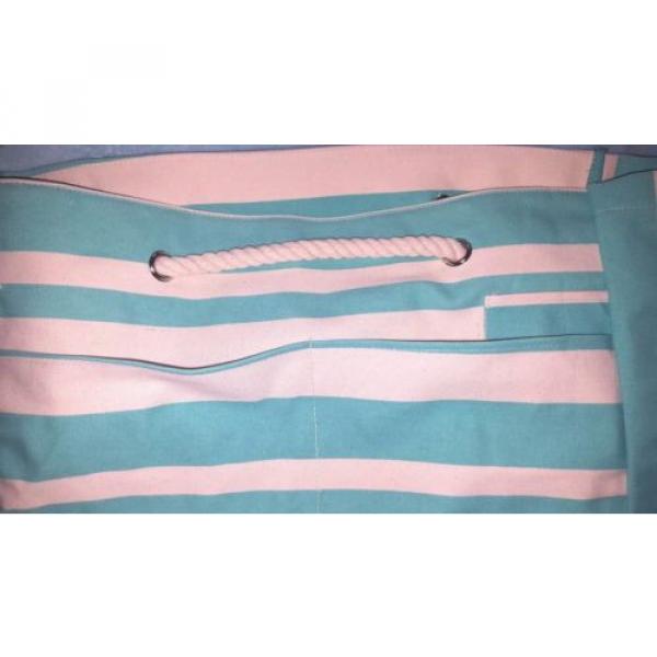 DSW STRIPED BLUE SUMMERTIME CANVAS BEACH SHOPPING BAG TOTE #4 image