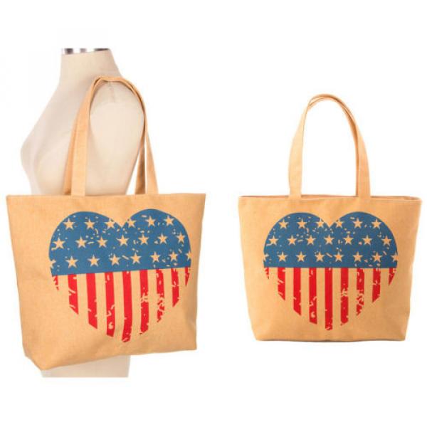 Vintage Beach Fashion Shoulder AMERICAN FLA CANVAS Large Tote Shopping Hand bag #1 image