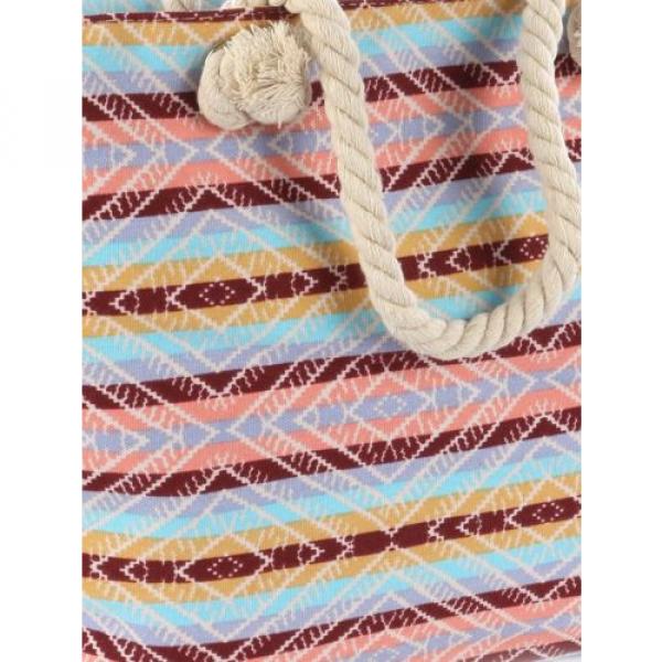 Handbag Beach Bag Tote tribal canvas designer pink rope straps aztec #2 image