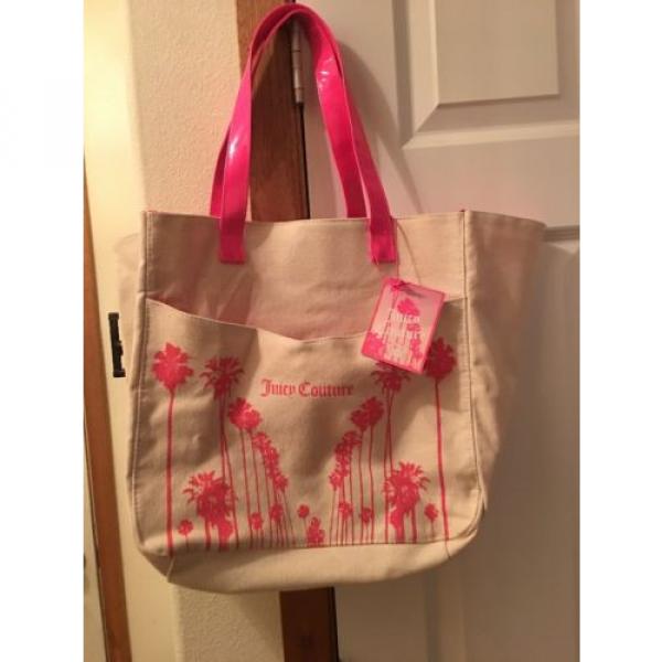 New! Juicy Couture XL Canvas School Bag Beach Bag Tote Shopper Yoga Gym Backpack #1 image