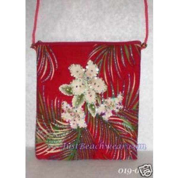 Palm Fronds Hibiscus Beaded Purse Beach Bag #1 image