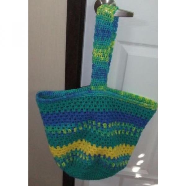 Large Crochet Market Bag/Beach Bag/Basket/Tote/Purse - New -Handmade-Blue/Yellow #1 image