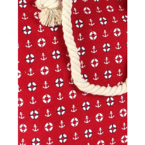 Beach Bag handbag Tote Rope anchor red canvas designer nautical trendy #2 image