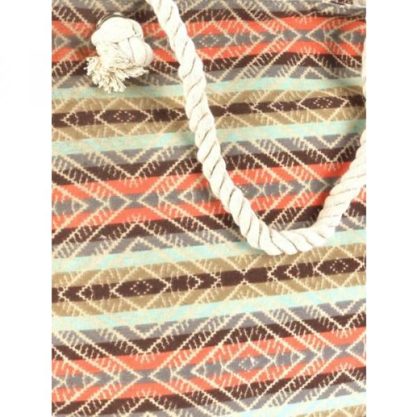 Handbag Beach Bag Tote tribal canvas designer brown orange rope straps aztec #2 image