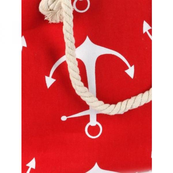 Handbag Beach Bag Tote nautical pattern red canvas designer rope straps anchor #2 image