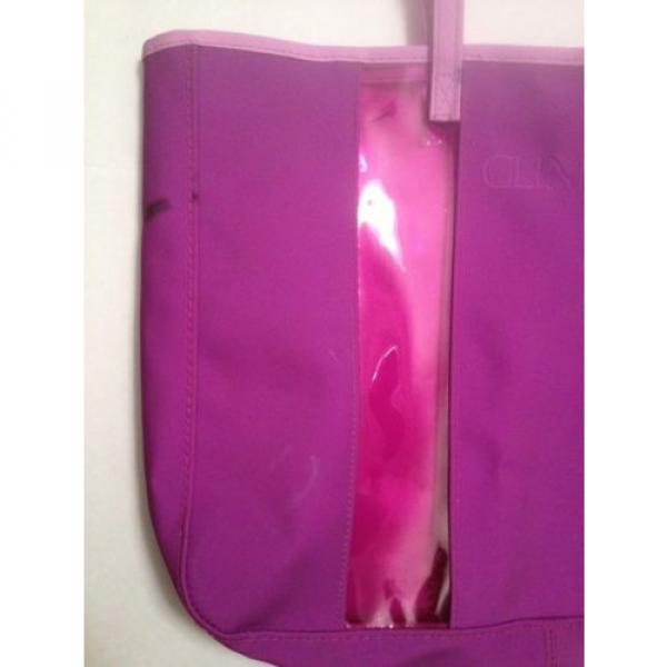 Lot 1 Clinique Purple Pink Plastic Tote Bag Women&#039;s Ladies beach pool summer #4 image