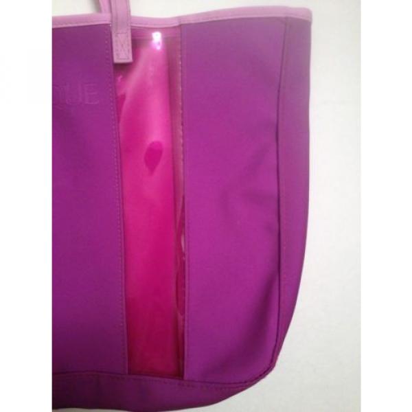 Lot 1 Clinique Purple Pink Plastic Tote Bag Women&#039;s Ladies beach pool summer #5 image