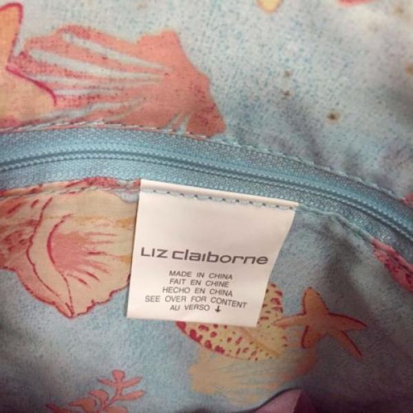 CLAIBORNE SHOULDER BAG TOTE BEACH BAG WOVEN PINK BEIGE 11X17X7X9 NWOT #5 image