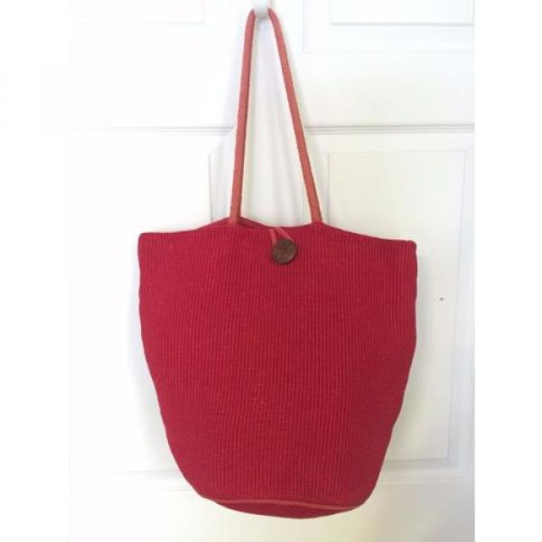 WORLD MARKET Red Jute Tote Shopper Beach Bag Extra Large 15X10X17X12 #1 image