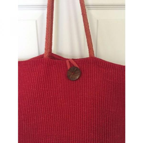 WORLD MARKET Red Jute Tote Shopper Beach Bag Extra Large 15X10X17X12 #3 image