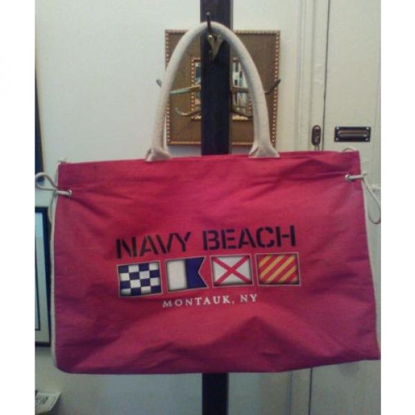 Navy Beach Hamptons Montauk tote bag cute style &amp; inside pocket NWOT red Sale #1 image