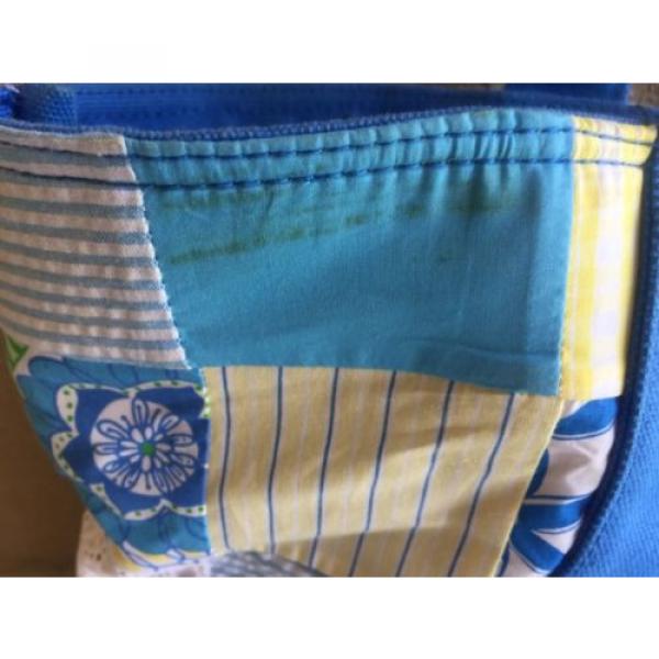 LILLY PULITZER QUILTED BLUE BEACH BAG TOTE PURSE #2 image