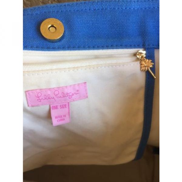 LILLY PULITZER QUILTED BLUE BEACH BAG TOTE PURSE #5 image