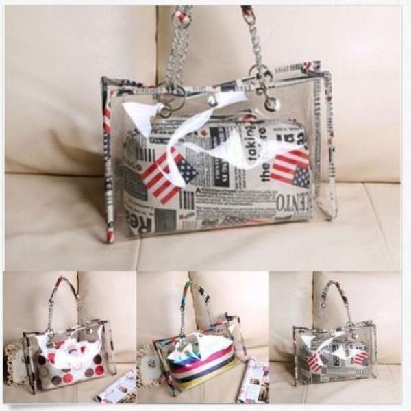 Bag in Bag Sweet Jelly Transparent Clear Flags Beach Girls Handbag Tote Shoulder #2 image