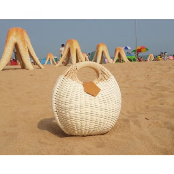 handwork Straw mini bags women charm beach handbag Shell shape lady Totes white #2 image