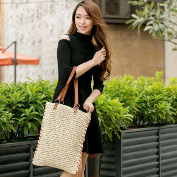 Women&#039;s handmade woven summer beach square shape straw bag shoulder bag handbag #5 image