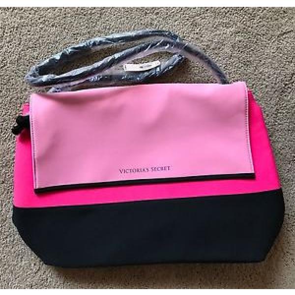 VICTORIA&#039;S SECRET PINK &amp; BLACK INSULATED NEOPRENE BEACH COOLER TOTE BAG NWT #1 image