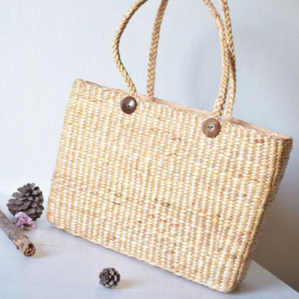 Natural Straw Woven Tote Bag Handbag Beach Bag Boho Vintage Style #1 image