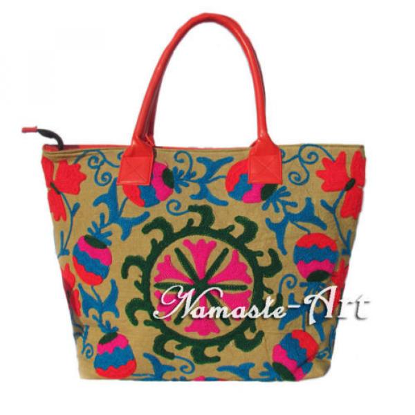 Indian Cotton Embroidery Suzani Tote Shoulder Handbag Woman Beach Boho Bag  jk13 #1 image