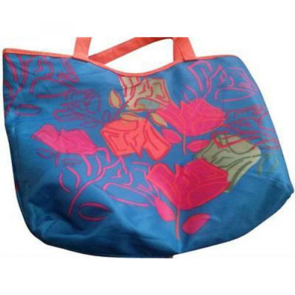 NEW Lancome Hot Pink &amp; Floral Reversible Medium Beach Tote Bag Purse Travel #1 image