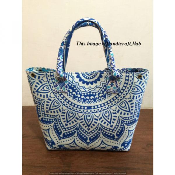 Indian Handmade Mandala Shopping Purse Cotton Beach Bag Large Tote Blue Bag #2 image