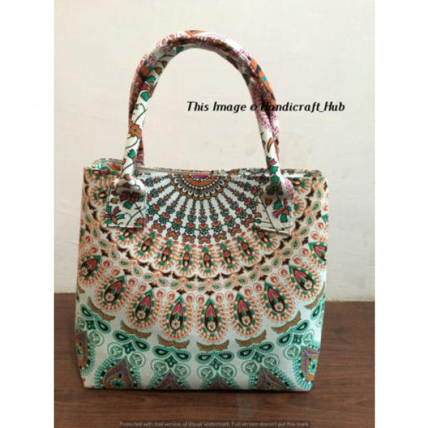 Indian Handmade Mandala Indian Ombre HPurse Cotton Beach Bag Large Tote Blue Bag #1 image