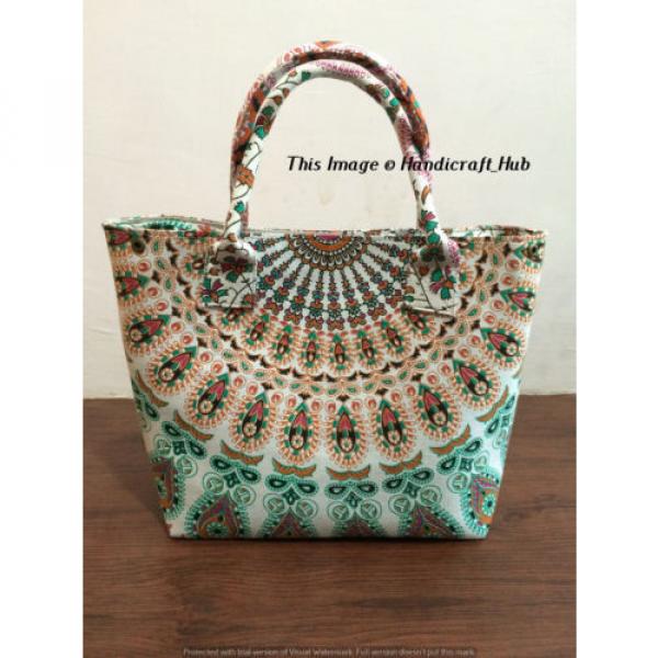 Indian Handmade Mandala Indian Ombre HPurse Cotton Beach Bag Large Tote Blue Bag #2 image