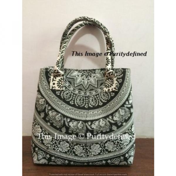 Indian Ombre Handmade Mandala Shopping Purse Cotton Elephant Design Beach Bag #1 image