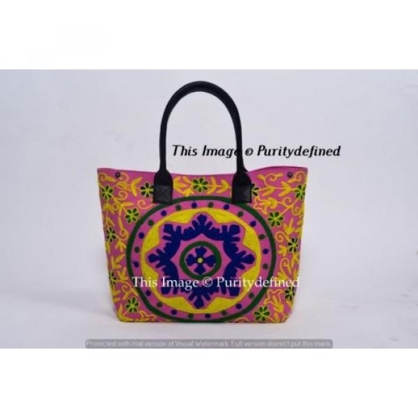 Ethnic Suzani Hand Embroidered Shoulder Bag Indian Women Bag Tote Boho Beach Bag #1 image