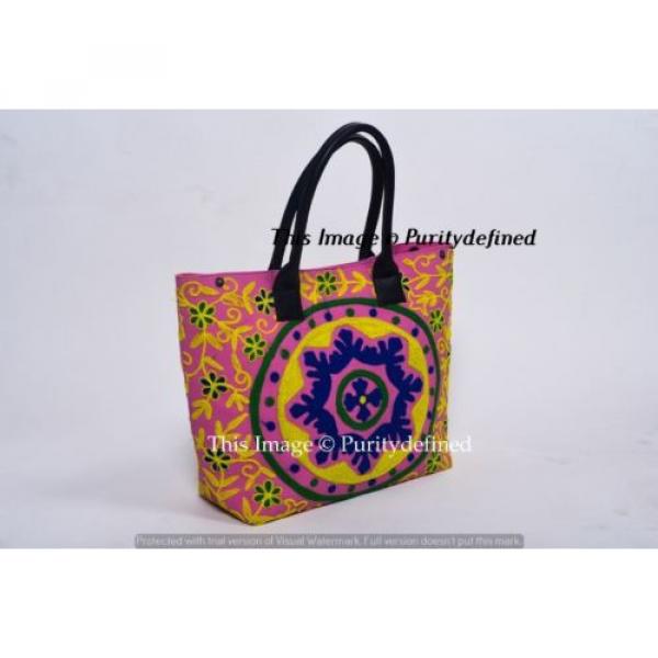 Ethnic Suzani Hand Embroidered Shoulder Bag Indian Women Bag Tote Boho Beach Bag #2 image