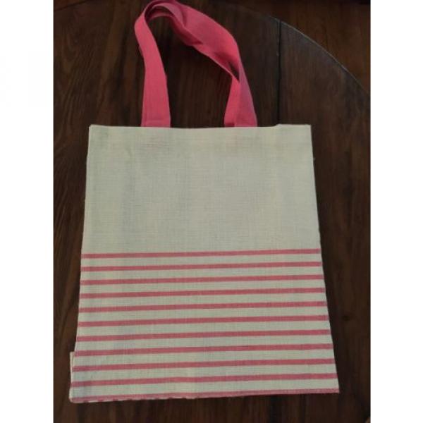 Tote Bag Beach Bag Pink Stripe &amp; Natural New!! #1 image