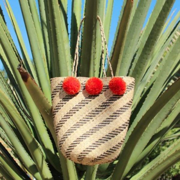 Beach Tote Bag, Pompom Tote Bag, Bridesmaid Tote Bag, Woven Tote Bag #1 image