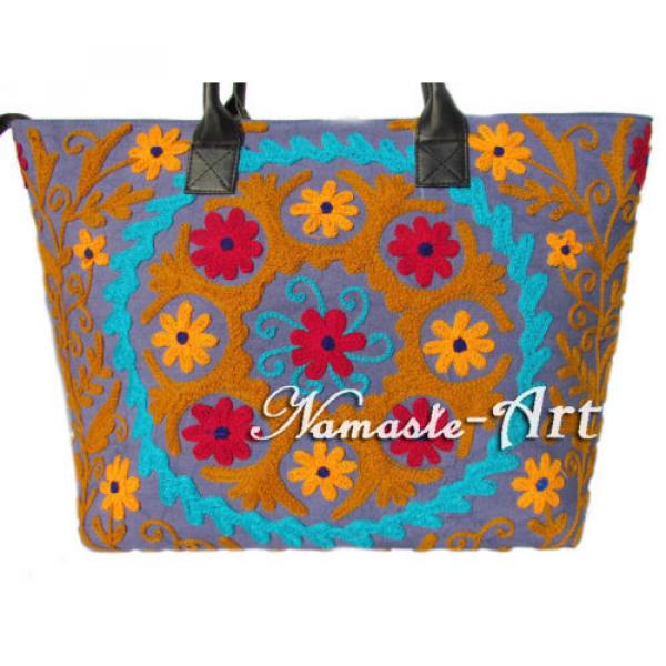 Indian Cotton Embroidery Suzani Tote Shoulder Handbag Woman Beach Boho Bag  jk10 #2 image