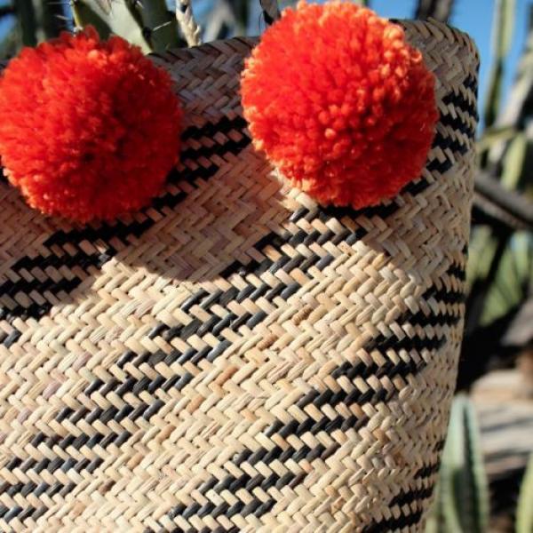 Beach Tote Bag, Pompom Tote Bag, Bridesmaid Tote Bag, Woven Tote Bag #3 image