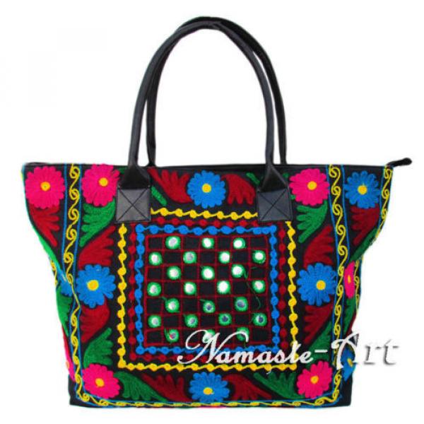 Indian Cotton Tote Suzani Art Embroidery Handbag Woman Shoulder Beach Boho Bag # #1 image