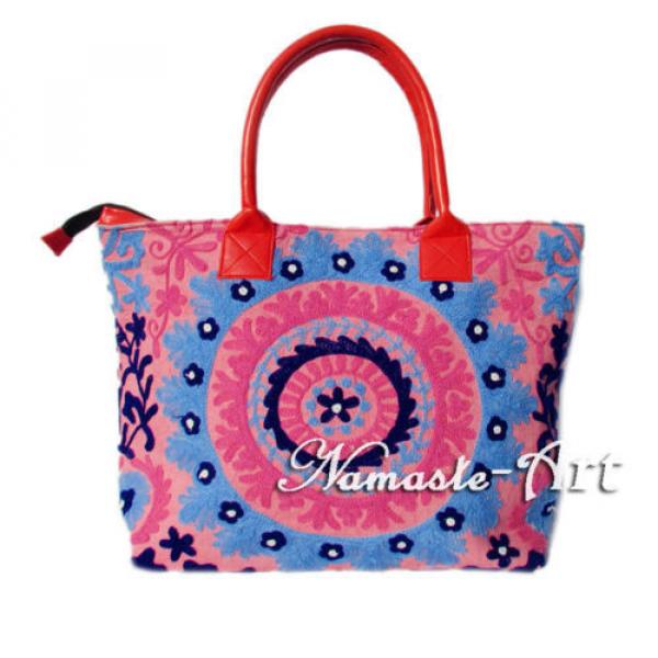 Indian Cotton Embroidery Suzani Tote Shoulder Handbag Woman Beach Boho Bag  jk06 #1 image