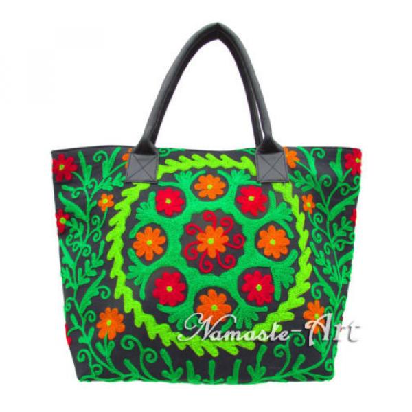 Indian Cotton Tote Suzani Art Embroidery Handbag Woman Shoulder Beach Boho Bag _ #1 image