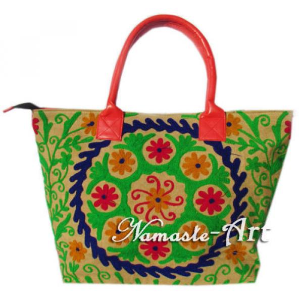 Indian Cotton Embroidery Suzani Tote Shoulder Handbag Woman Beach Boho Bag  jk08 #1 image