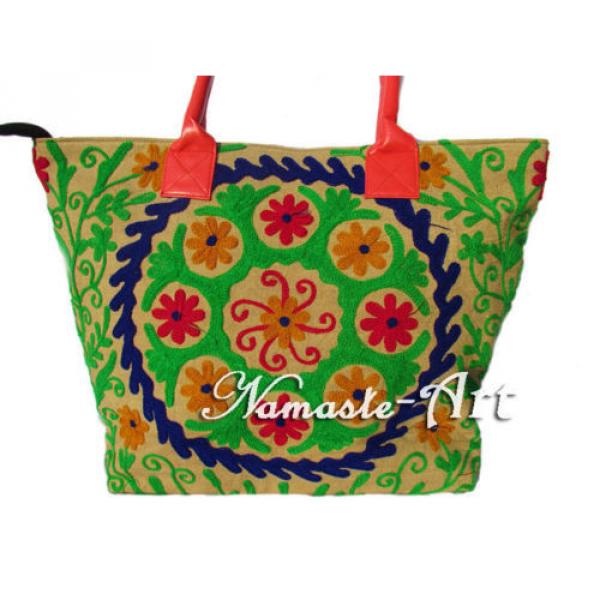 Indian Cotton Embroidery Suzani Tote Shoulder Handbag Woman Beach Boho Bag  jk08 #2 image