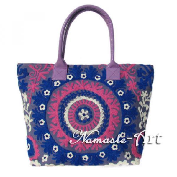 Indian Cotton Embroidery Suzani Tote Shoulder Handbag Woman Beach Boho Bag  jk09 #1 image