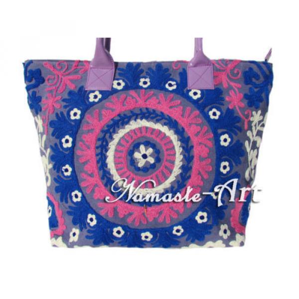 Indian Cotton Embroidery Suzani Tote Shoulder Handbag Woman Beach Boho Bag  jk09 #2 image