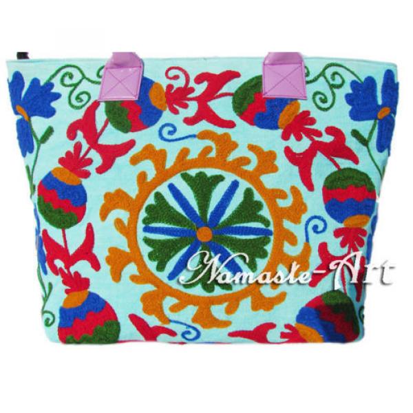 Indian Cotton Suzani Tote Shoulder Embroidery Handbag Woman Beach Boho Bag  Sj03 #2 image