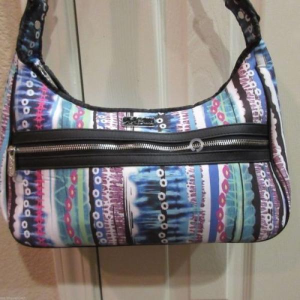 Beach You Fill Me With Joy Blue Purple White Abstract Shoulder Bag Purse NWOT #4 image